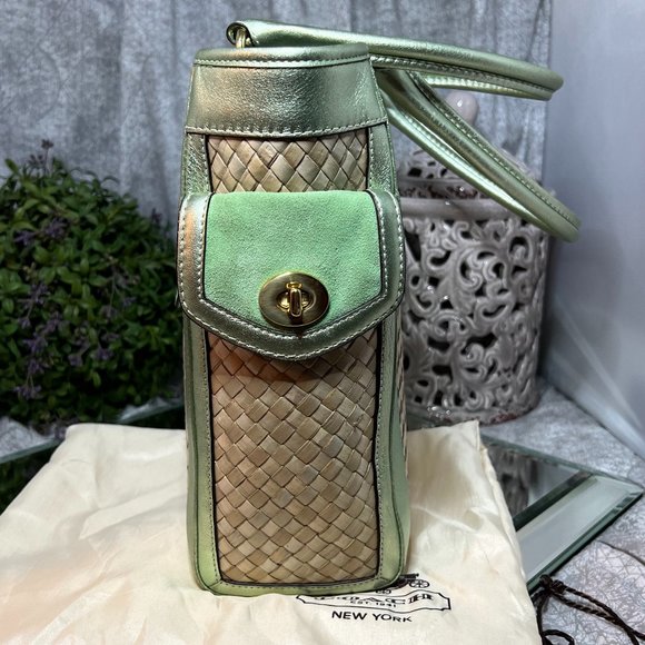 Coach Straw Bag with Leather and Suede Trim - Picture 4 of 11